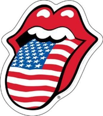 garth brooks american flag shirt. rolling stones fang tongue