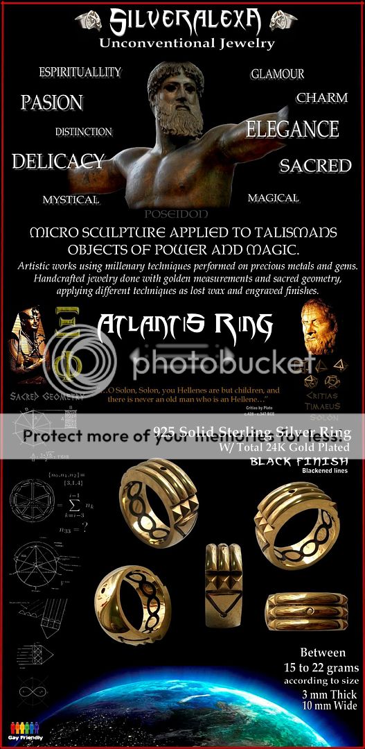 STERLING SILVER ATLANTIS RING TOTAL 24K GOLD PLATED  